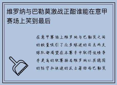 维罗纳与巴勒莫激战正酣谁能在意甲赛场上笑到最后
